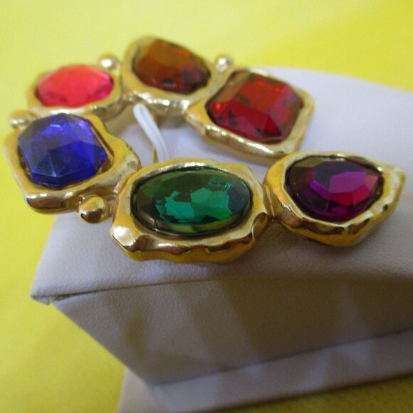 Park Lane Colorful Rhinestone Brooch Multi Colored Lucite Rhinestone Brooch - Picture 7 of 10